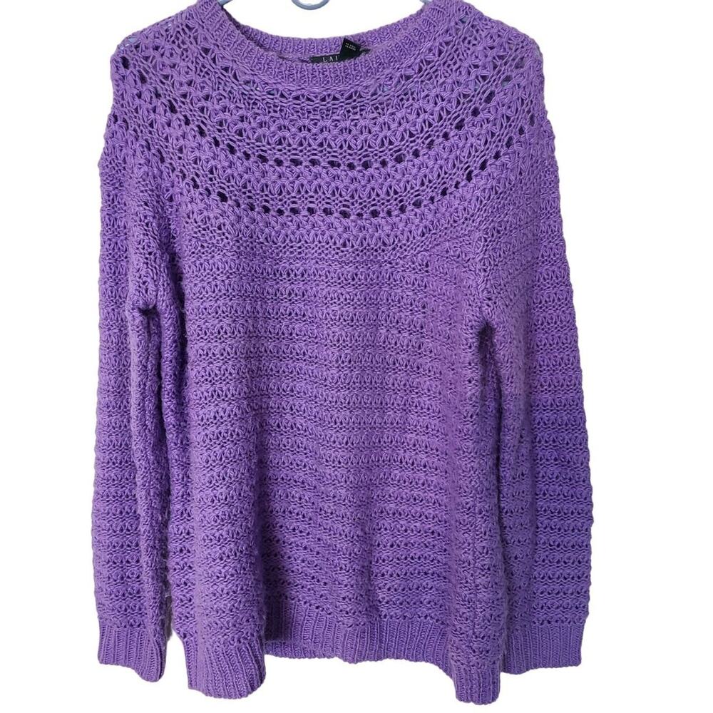 Lauren Ralph Lauren Womens Wool Alpaca Sweater Sz XL Open Knit Preppy Old Money